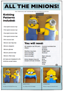 10 Minion themed knitting patterns as a downloadable PDF.