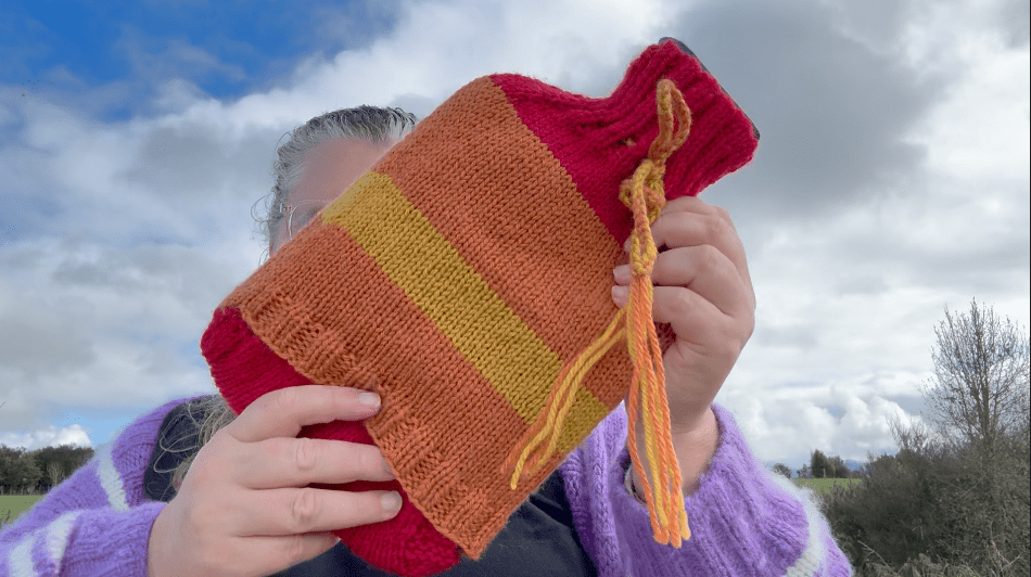 Hot Water Bottle Cover- with foot space! Free Knitting pattern.